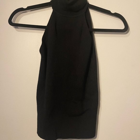 Zara Ribbed Cropped Turtleneck Tank Top Black, Small - Picture 7 of 7